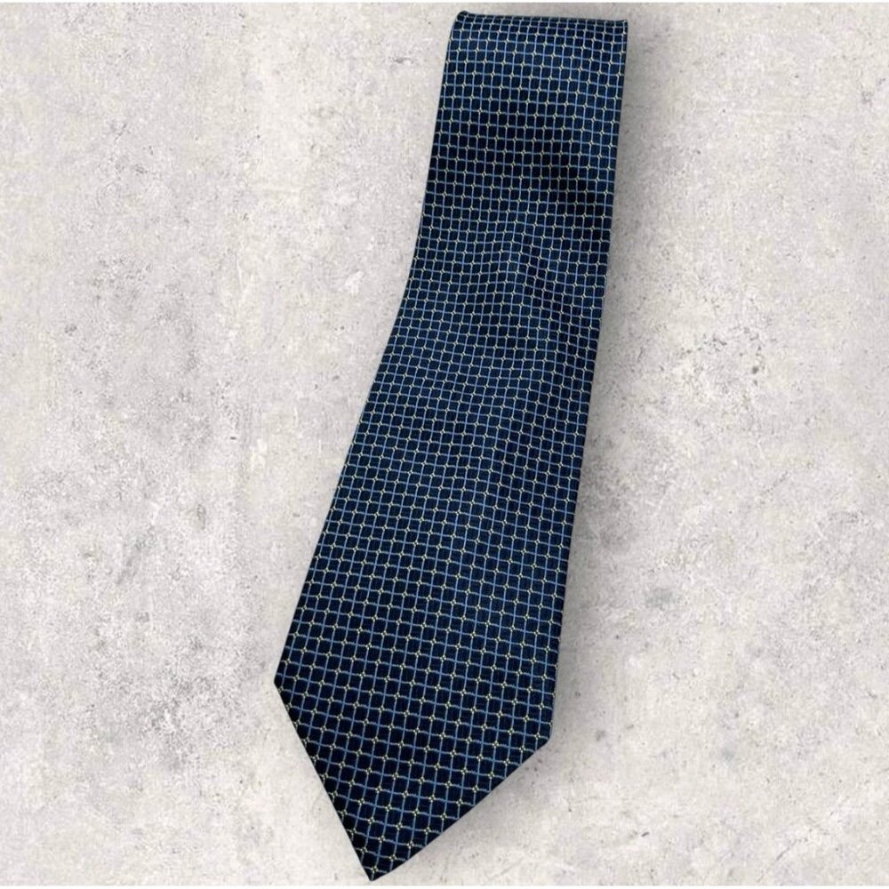 FUMAGALLI Silk Tie ITALY XL Navy Blue Geometric W:3.7" EUC
